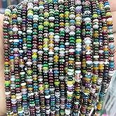 Natural Mulitcolor Rondelle Beads Natural Stone Disk Beads Loose Gemstone Spacer Bead for DIY Bracelet Necklace Jewelry Making（4 * 2mm 1 Strand 150pcs Mix03）