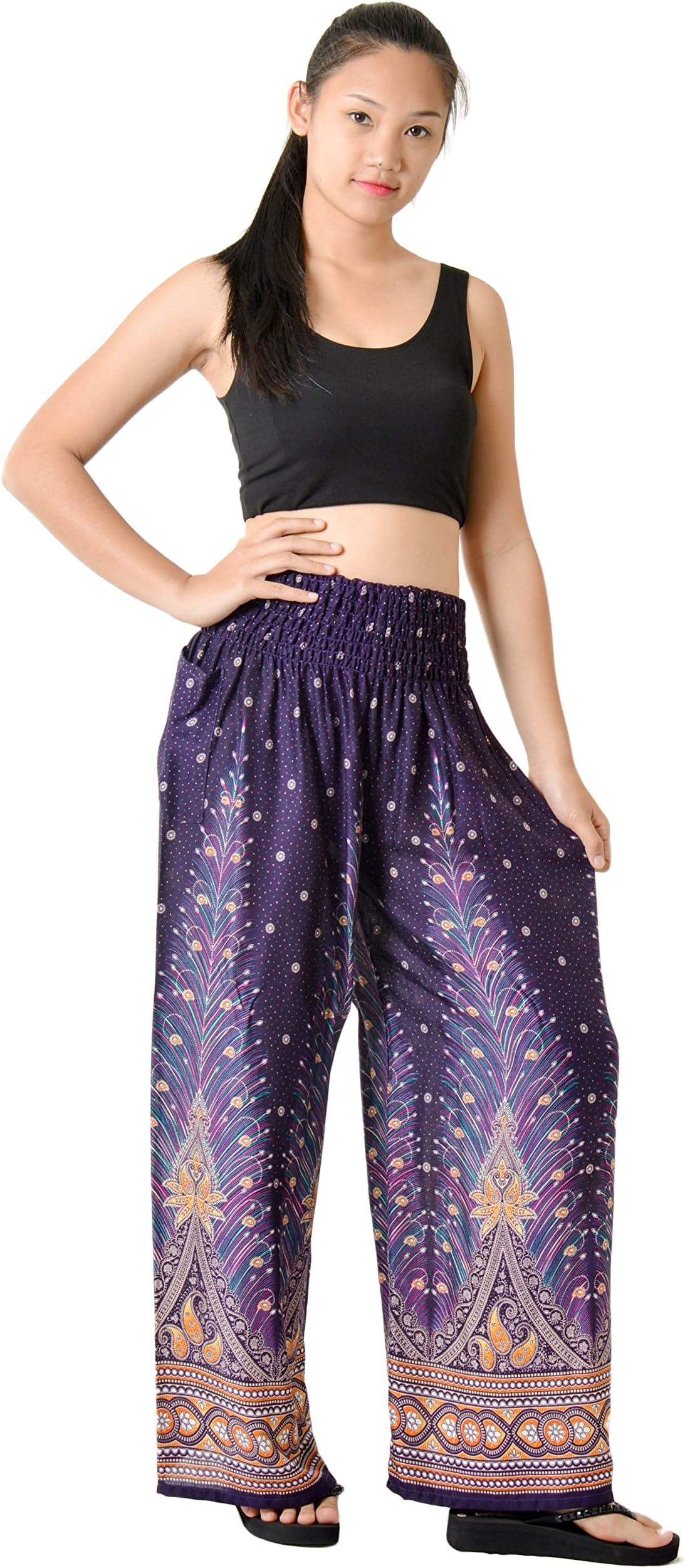 Orient TrailWomen's Hippie Boho Wide Leg Harem Pants Flared Bottom US Size 0-22