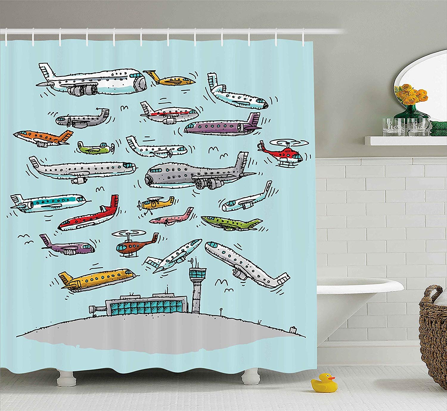 Love Decor Shower Curtain 66x72 Inches Petrol Blue And Brown