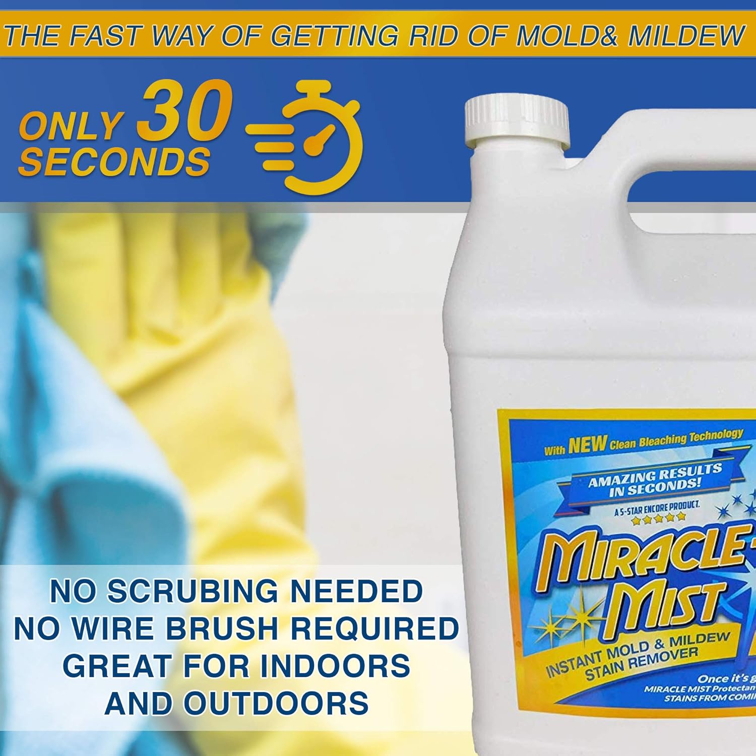MiracleMist ENCRMMIC4 Instant Mold and Mildew Stain Remover (32-Ounce Spray Bottle), Blue: Home & Kitchen