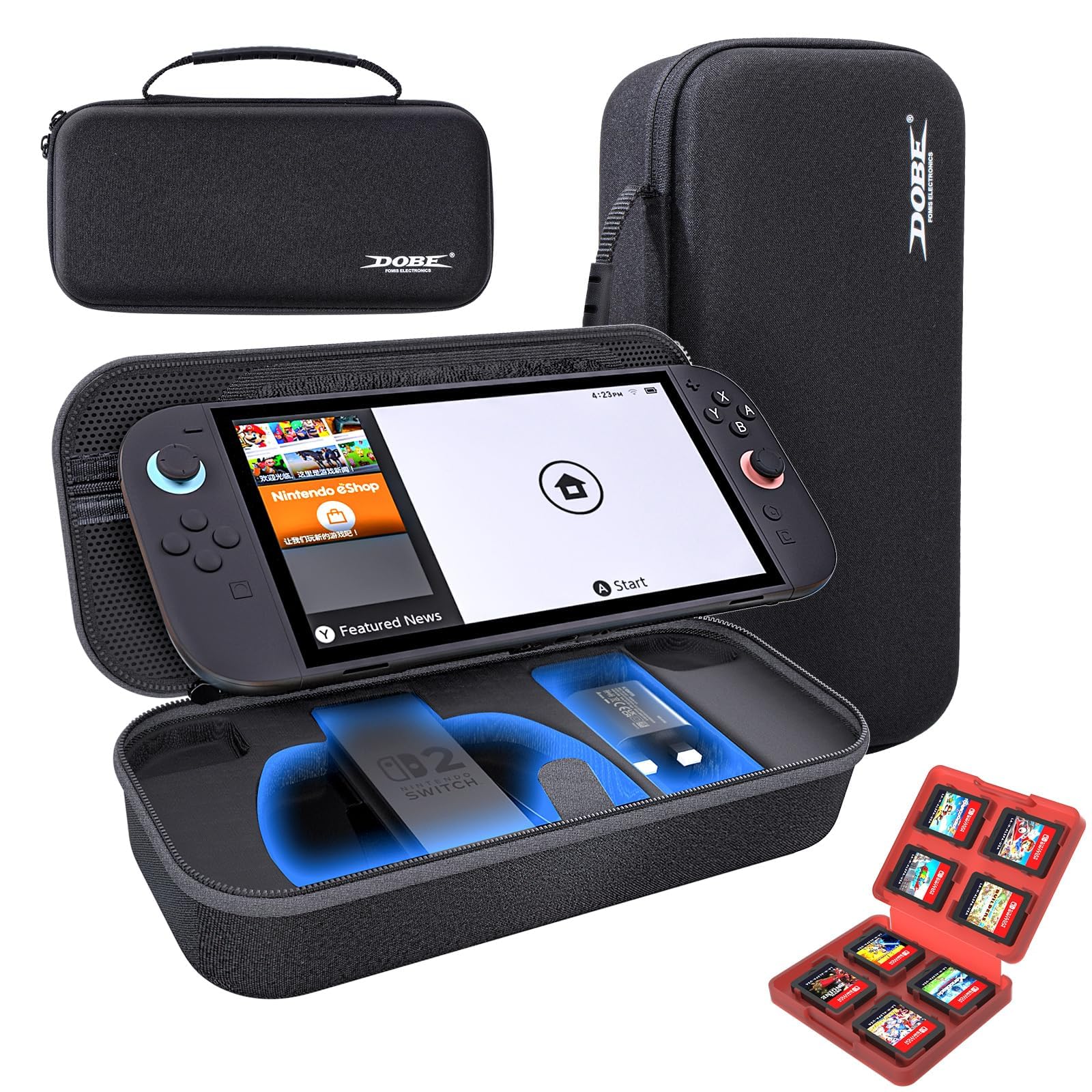 WUXIDIXI Switch 2 Carrying Case Hard Shell - All-in-One Nintendo Switch 2 Case with Game Card Holder, Molded Slots for Joy-Con Charging Grip & AC Adapter - Travel Organizer for Switch 2 Accessories