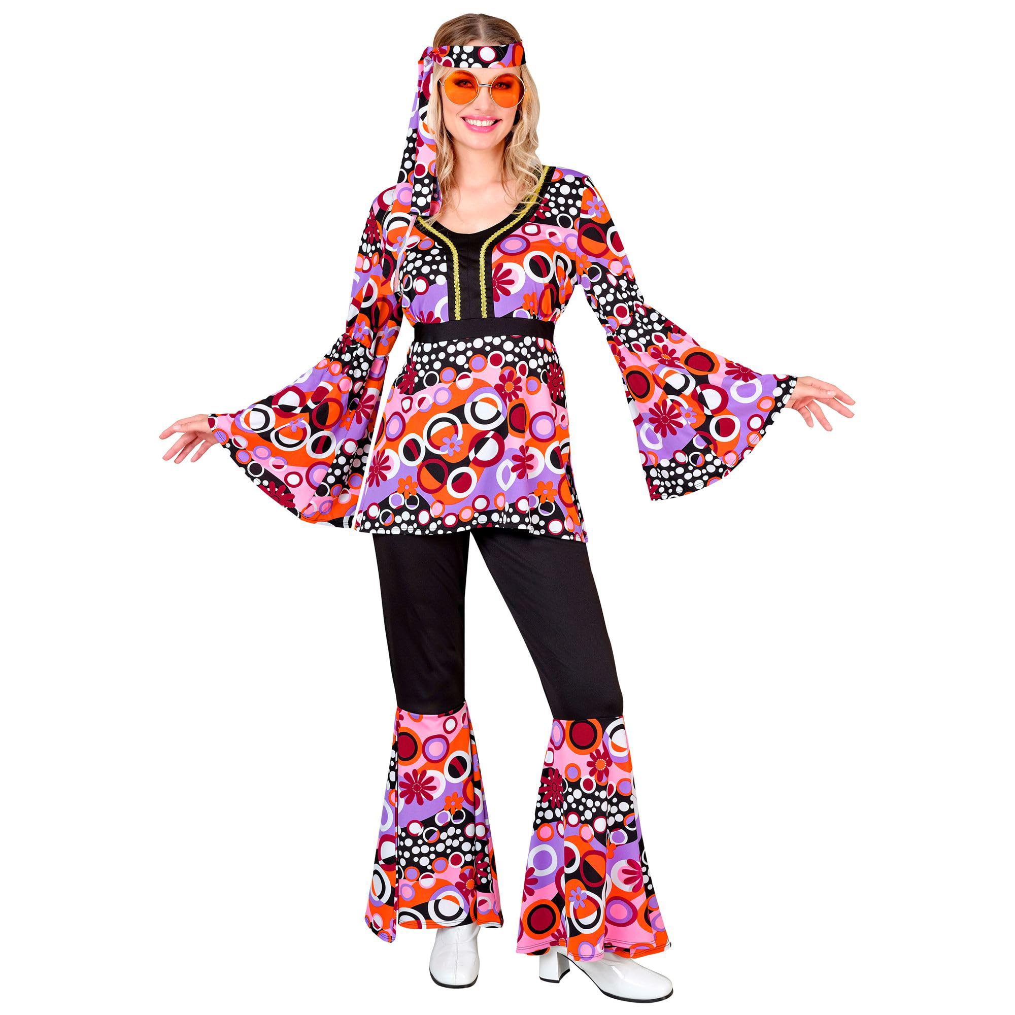 Widmann - Costume 70s Groovy Style, Reggae, Hippie, Flower Power, Disco Fever, Schlagermove