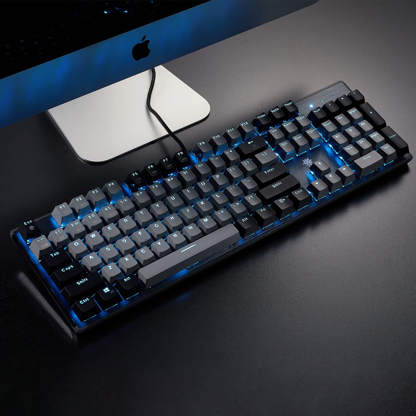 Hexgears メカニカルゲーミングキーボード GK715 104キー フルサイズ 有線コンピュータキーボード ホットスワップ可能 Kailh Box Switch ABSキーキャップ ブルーバックライトゲーミングキーボード PC/ノートパソコン用
