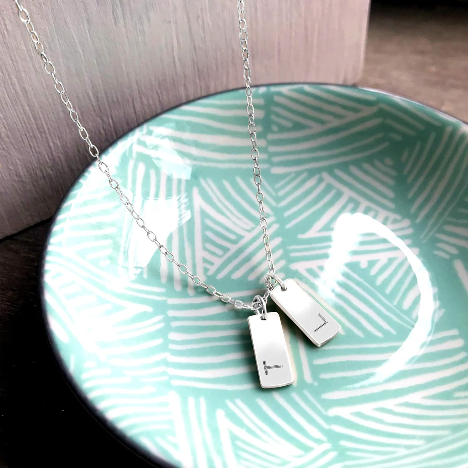 Personalised Sterling Silver Double Tags Necklace, initials necklace