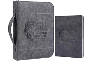 Faithful Hers Bible Covers for Men 2pcs Bible Case Set with Notebook PU Leather Church Bag Bible Study Book Case with Handle Lightweight Carrying Bags Christmas Gift