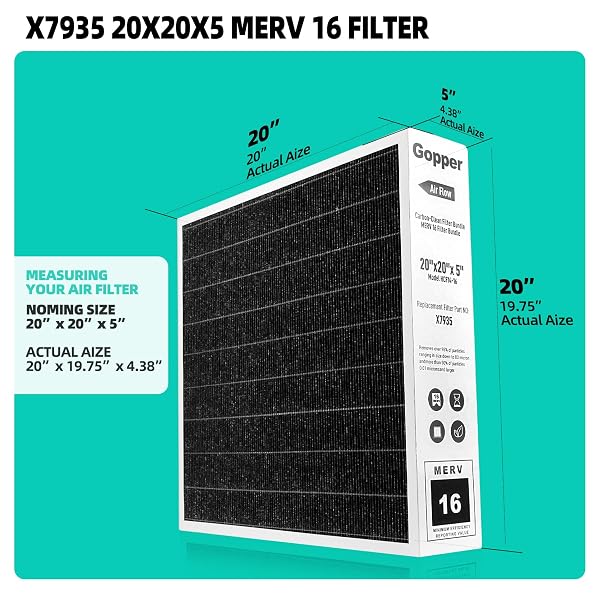 X7935 20X20X5 AIR FILTER MERV 16, REPLACEMENT MEDIA FOR HCC14-23 HCF14-16 LEN-NOX AIR FILTERS, HONEY-WELL MODELS FC100A1011 AND FC200E1011