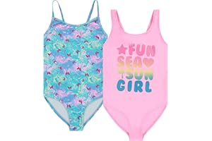 BMAGICAL Kids Girls 2 Pack Bathing Suit, Childrens Printed Beach Swimwear