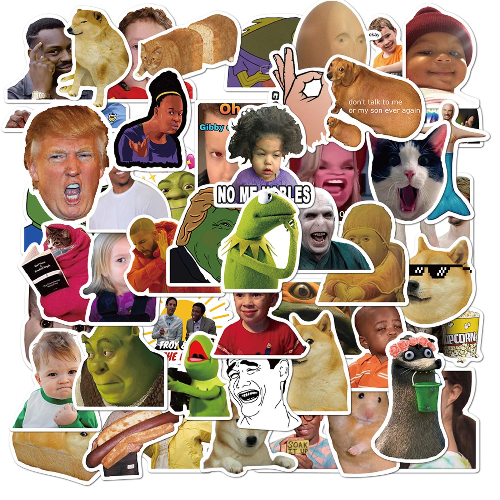 Funny Meme Stickers Pack 50 Pcs Water Bottles Laptop Hydro Phone Skateboard Computer Phone Bike Funny Office Cartoon DIY Vinyl Stickers Waterproof Aesthetic Decals for Kids Adult