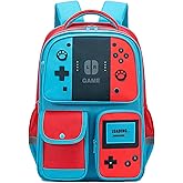 dwgweg Backpack for Boys Bookbag Video Game Bookbag stylish kids travel backpack for boys 6-18, Kids Junior High School Primary School Back pack (Red-blue)