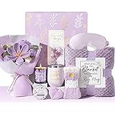 Valentine's Day Birthday Gifts for Women Self Care Package Get Well Soon Gift Baskets, Thinking of You Sympathy Spa Gift Set w/ Crochet Flower Bouquet, Unique Gifts for Women Her Wife Girlfriend Mom