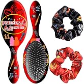 Stranger Theme Hair Brush and 2 Scrunchies Set for Girls, Soft Bristles Brush for Women &amp; Girls, Ideal Hairbrush for All Hair Types
