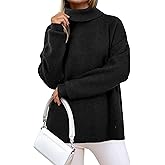 Arach&Cloz Women's Wool Blend Turtleneck Fall Winter Casual Ribbed Oversized Sweater Tops 2025