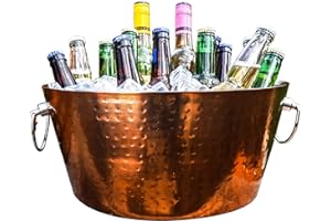 BREKX Insulated Rose Gold Double Walled Ice Bucket for Parties, Anchored Wine Bucket/Large Ice Bucket with Handles, Drink Cooler for Parties, 12 Quarts (3 Gallon)