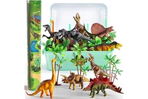 TEMI Dinosaur Toys for Kids 3-5, Realistic Jurassic Dinosaurs Figures with Play Mat & Trees to Create a Dino World Includes T-rex, Triceratops, Velociraptor, Gift for Toddler Boys & Girls 3 4 5 6 7