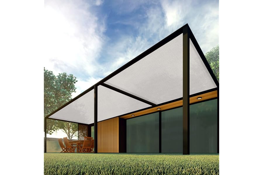 Patio 6' x 54' Sun Shade Fabric Roll 6/8/12 FT Shade Cloth for Patio, Outdoor Mesh Sail Sun Shades Canopy Replacement Pergola Cover for Backyard Deck Porch, Light Gray