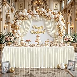 9ft Length Glitter Ivory Table Skirt Rectangle