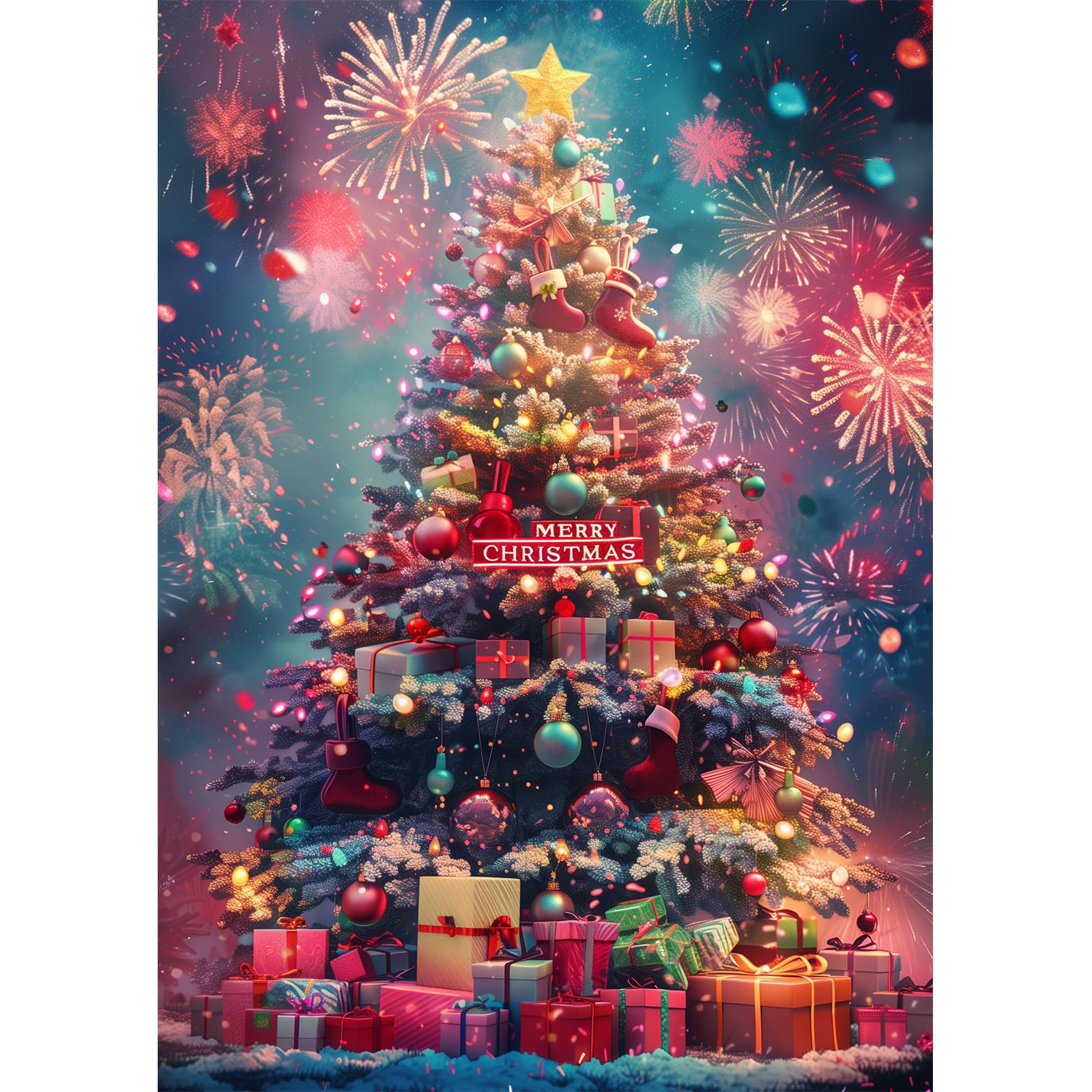 MISITU Christmas Jigsaw Puzzle 1000 Piece for Adults and Children Christmas Tree Puzzle Gift Premium Cardboard Material — image 1