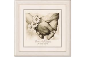 Vervaco Counted Wedding Cross Stitch Kits DIY Wall Art Holding Forever Embroidery Personalized Home Decor Set Creative Activities for Adults 8,4" x 8,4" Newly Wed Gifts for The Couple