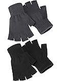 SATINIOR 2 Pair Unisex Half Finger Gloves Winter
