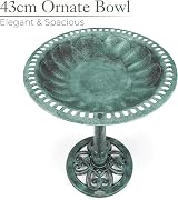 CHRISTOW Garden Bird Bath Resin Pedestal 60cm Victorian Green view 3