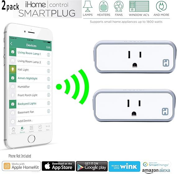 Amazon Com 2 Pack Ihome Control Wifi Smart Plug Model Isp6wc