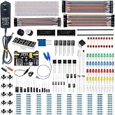 Minidodoca Upgraded Electronics Component Fun Kit Power Supply Module, Jumper Wire, 830 Breadboard, LED,Capacitor,Diode,Resistor,Transistor,Compatible Raspberry Pi, STM32