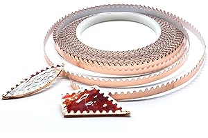 GONGWANTON Black Backed Edged Scalloped Copper Foil for Stained Glass Project, DIY Crafting,（1/4in Single Scalloped)