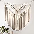 LOMOHOO Large Macrame Wall Hanging Boho Geometric Art Woven Cotton Tapestry Wall Decor Yellow Bohemian Home Decoration for Living Room Bedroom Dorm Apartment
