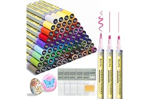 Arrtx 72 Colors Acrylic Paint Pens, 3mm Medium Tip Paint Markers, Non Toxic, 86 Soft Tips & 8 hazelnut tips for replacement, 