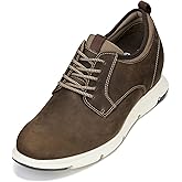 CALTO Men's Invisible Height Increasing Elevator Shoes - Coffee Brown Lace-up Premium Leather Casual Derby - 3.3 Inches Taller - J1201 - Size 7 D(M) US