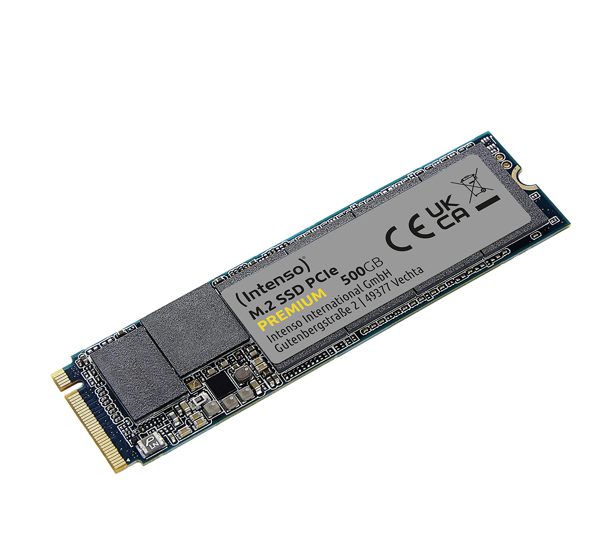Intenso 500GB M.2 SSD PCIe Premium, up to 2100 MB/s, Solid State Drive (PCI Express Gen.3x4 NVMe 1.3, Solid State Drive)