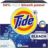 Tide Powder Laundry Detergent with Bleach, Original Scent, 89 Loads, 129 oz