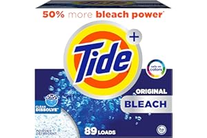 Tide Powder Laundry Detergent with Bleach, Original Scent, 89 Loads, 129 oz