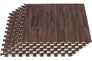 WE SELL MATS Forest Floor 3/8 Inch Thick Printed Foam Tiles, Premium Wood Grain Interlocking Foam Floor Mats, Anti-Fatigue Flooring – Stylish Flooring Solution