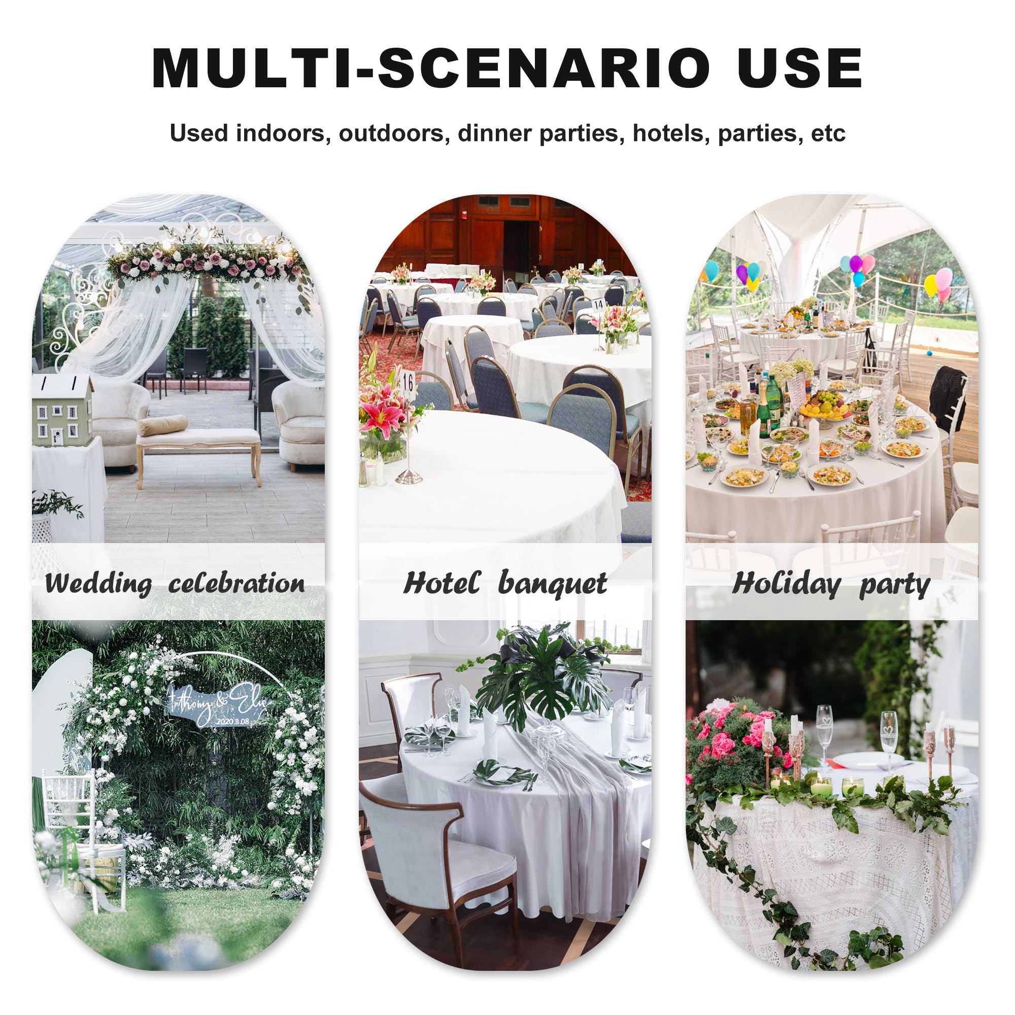 sancua 6 Pack Round Tablecloth 90 Inch White, Stain and Wrinkle Resistant Table Cloth - Washable Polyester Table Cover for Dining Tables, Buffet Parties and Camping