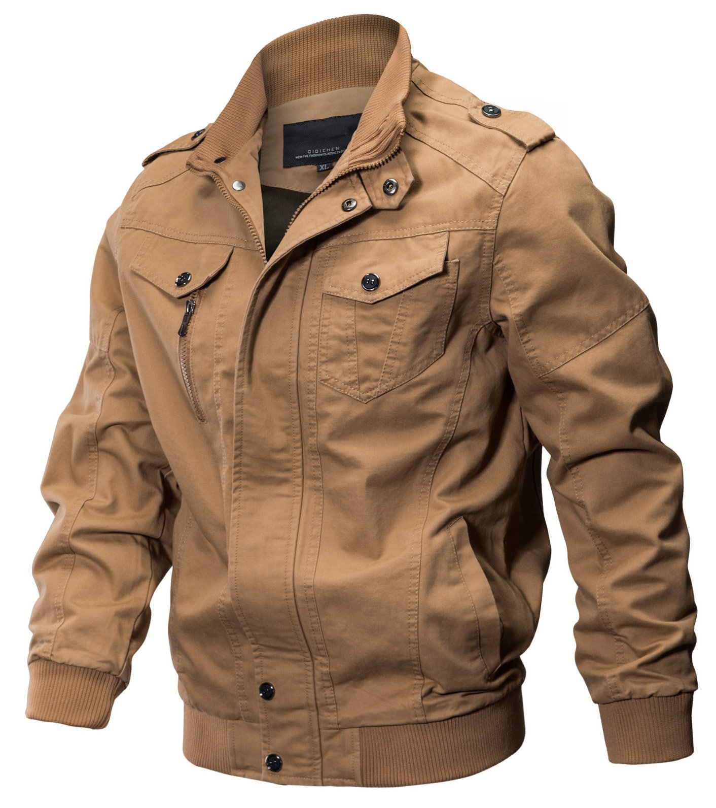 WULFUL Men's Cotton Military Jackets Casual Outdoor Coat Windbreaker Jacket Khaki S Homer's Coat