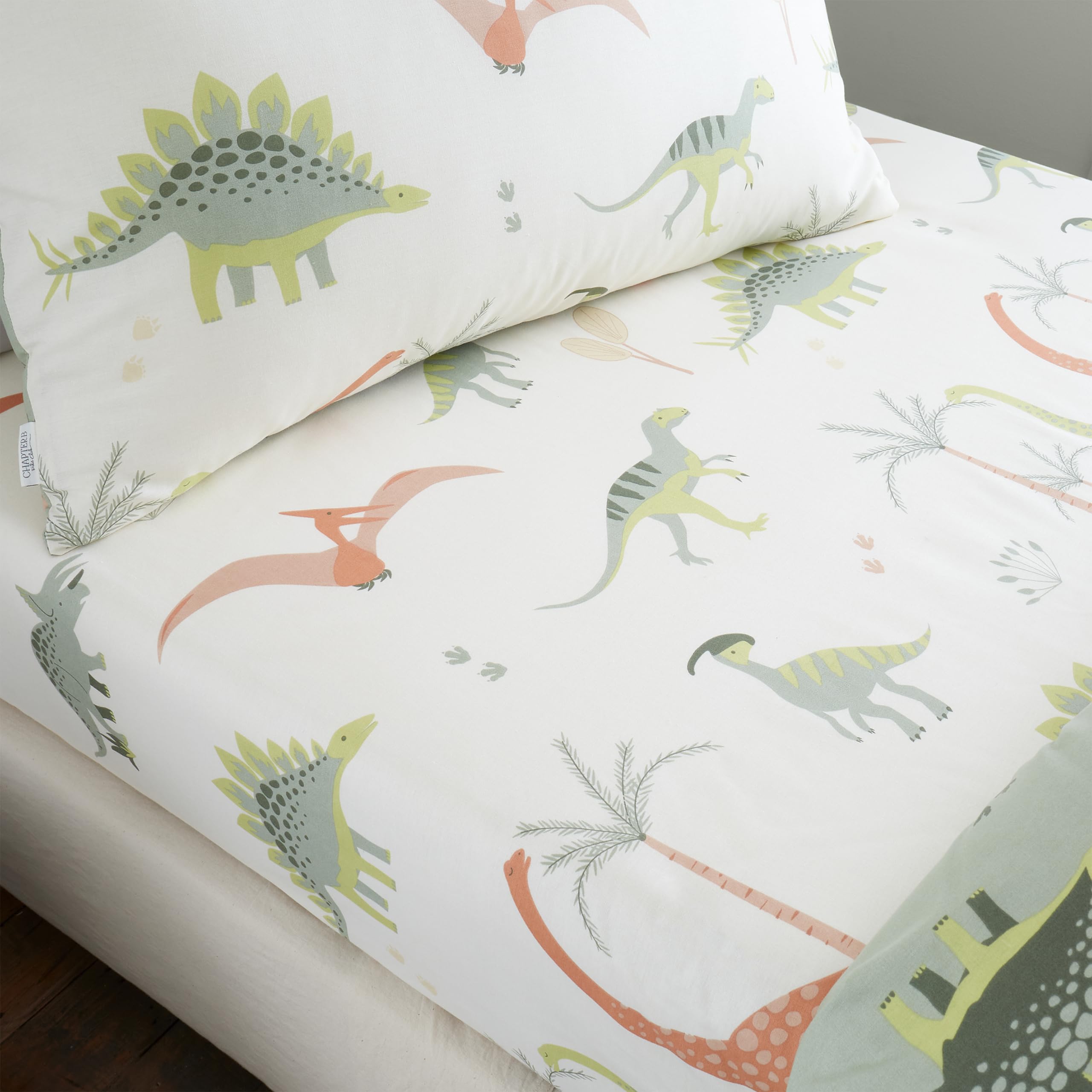 Chapter B Dinosaur Double Fitted Sheet Natural