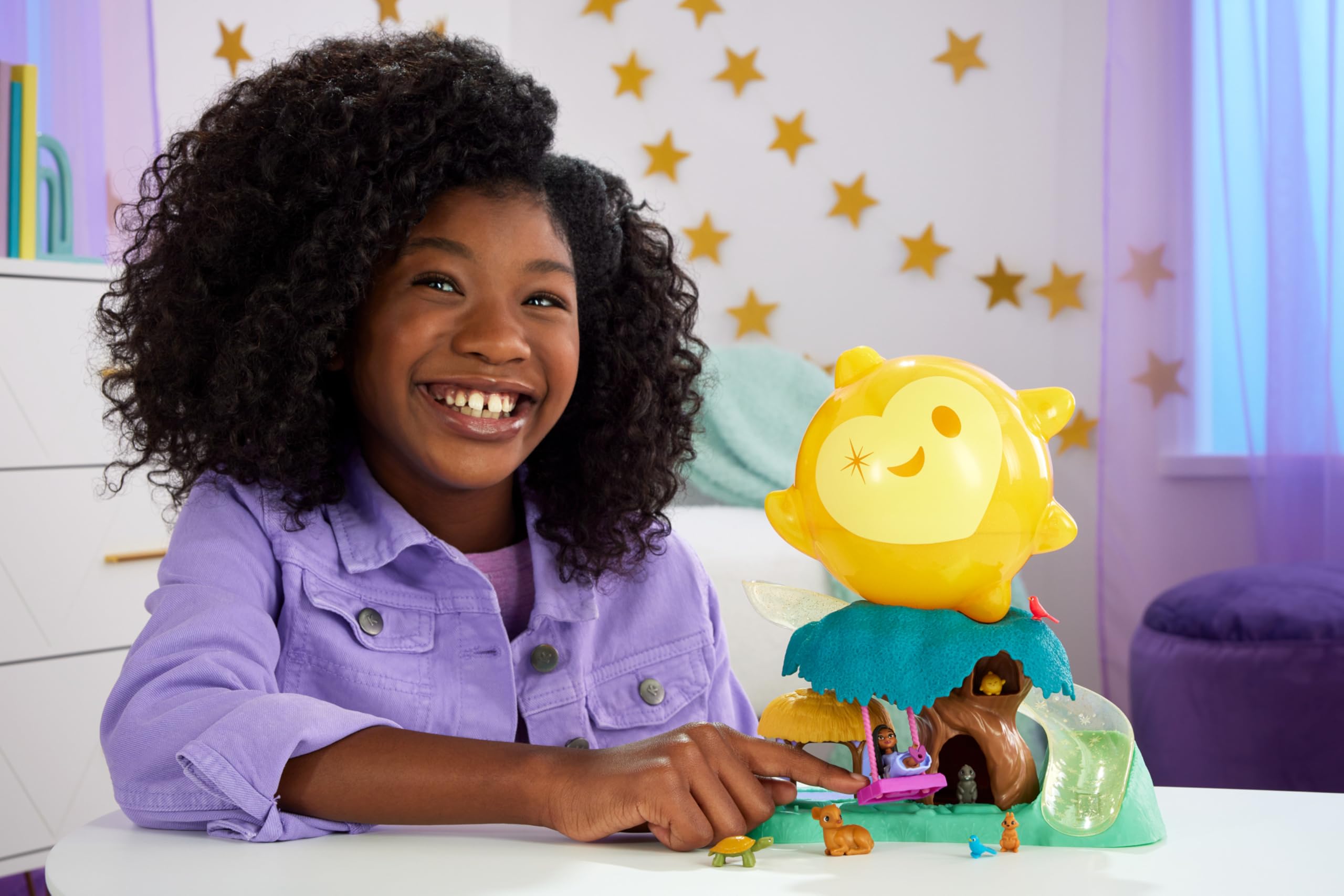 Mattel Disney Wish Toys, Magical Star Playset with Asha Mini Doll & 7 Surprise Wish Orbs Including 1 Star Figure & 6 Animal Friends, Inspired by the Movie