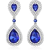BriLove Women's Fashion Wedding Bridal Crystal Teardrop Infinity Dangle Earrings