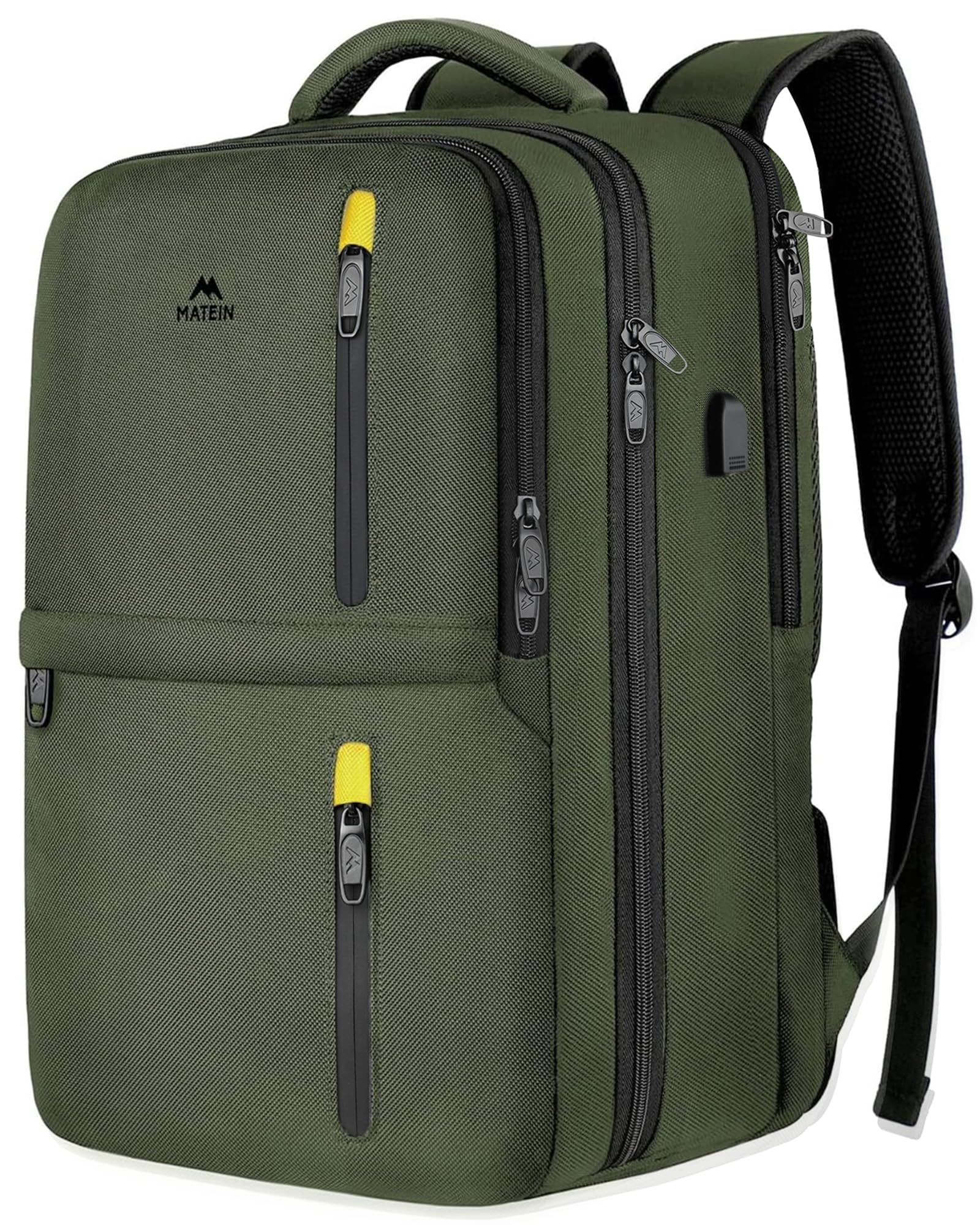 Photo 1 of MATEIN Extra Large Carry on Backpack, TSA Friendly 18.4 Inch Travel Laptop Backpack with USB Port & Shoe Compartment, 45L Water Resistant College Overnight Weekender Daypack for Men & Women, Green