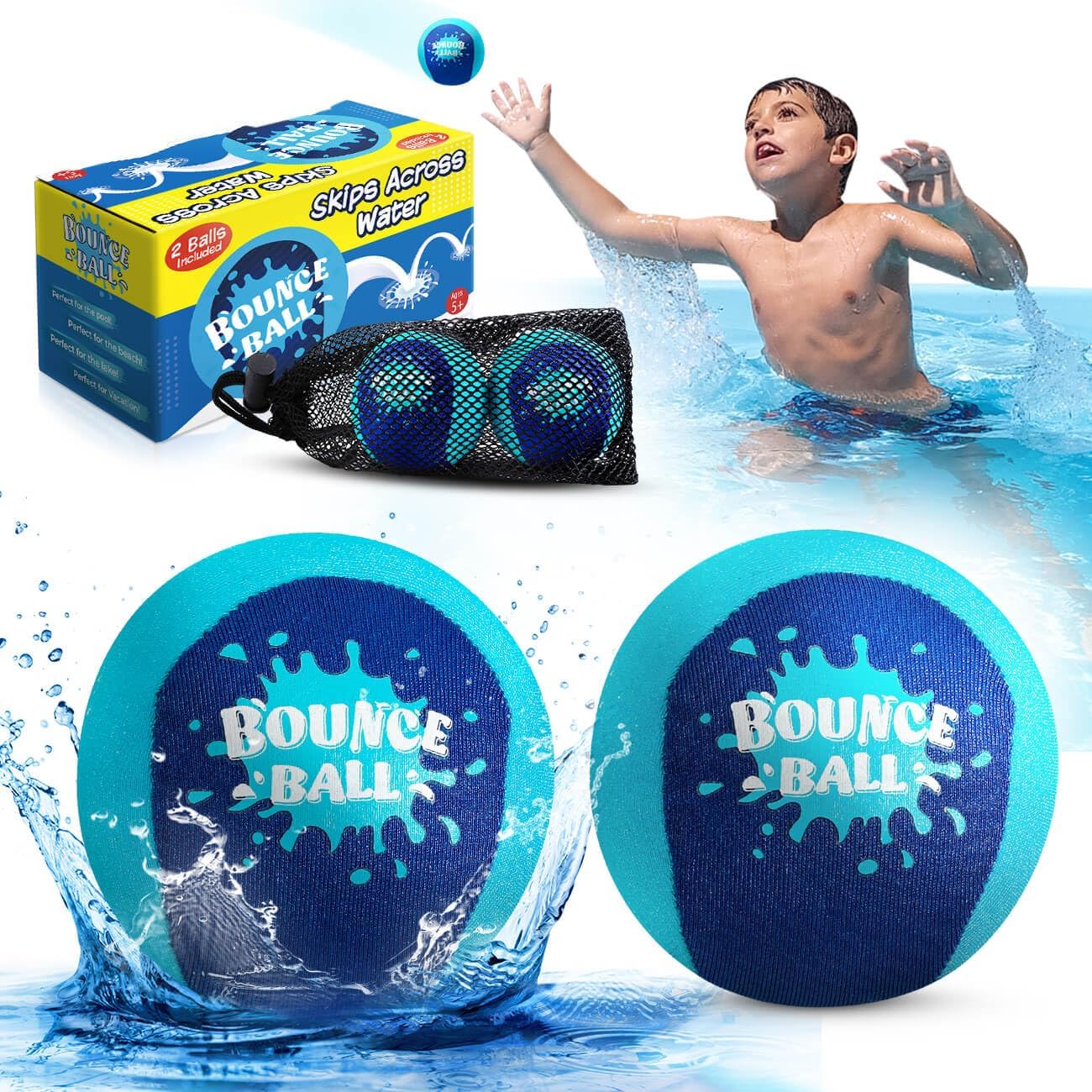 Swimming Pool Toys, 2 Pack Water Bouncy Balls, Beach Ball for Summer, Toys Games for Kids 5-12 Holiday Essentials