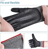 Donfri Cut Resistant Gloves Level 5 HPPE PU Palm Safety Work Gloves L view 4