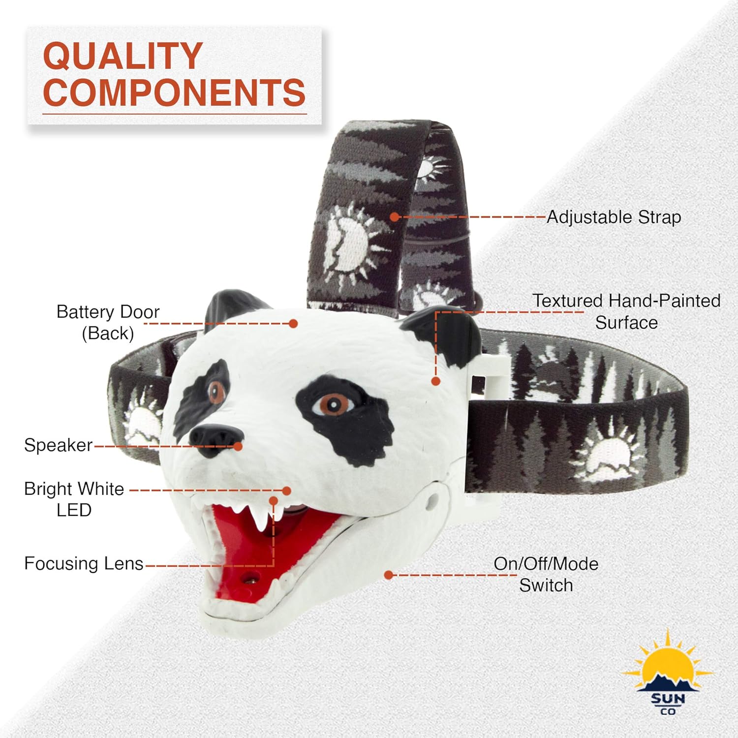 Sun Company Bear LED Headlamp - Bear Headlamps for Kids | Multiple Styles Available | Toy Head Lamp for Boys, Girls, or Adults | Perfect for Camping, Hiking, Reading, and Parties (Grizzly Bear) : Sports & Outdoors