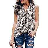 Gaharu Women's Summer Tank Blouse Casual V Neck Sleeveless Tunic Top Shirt