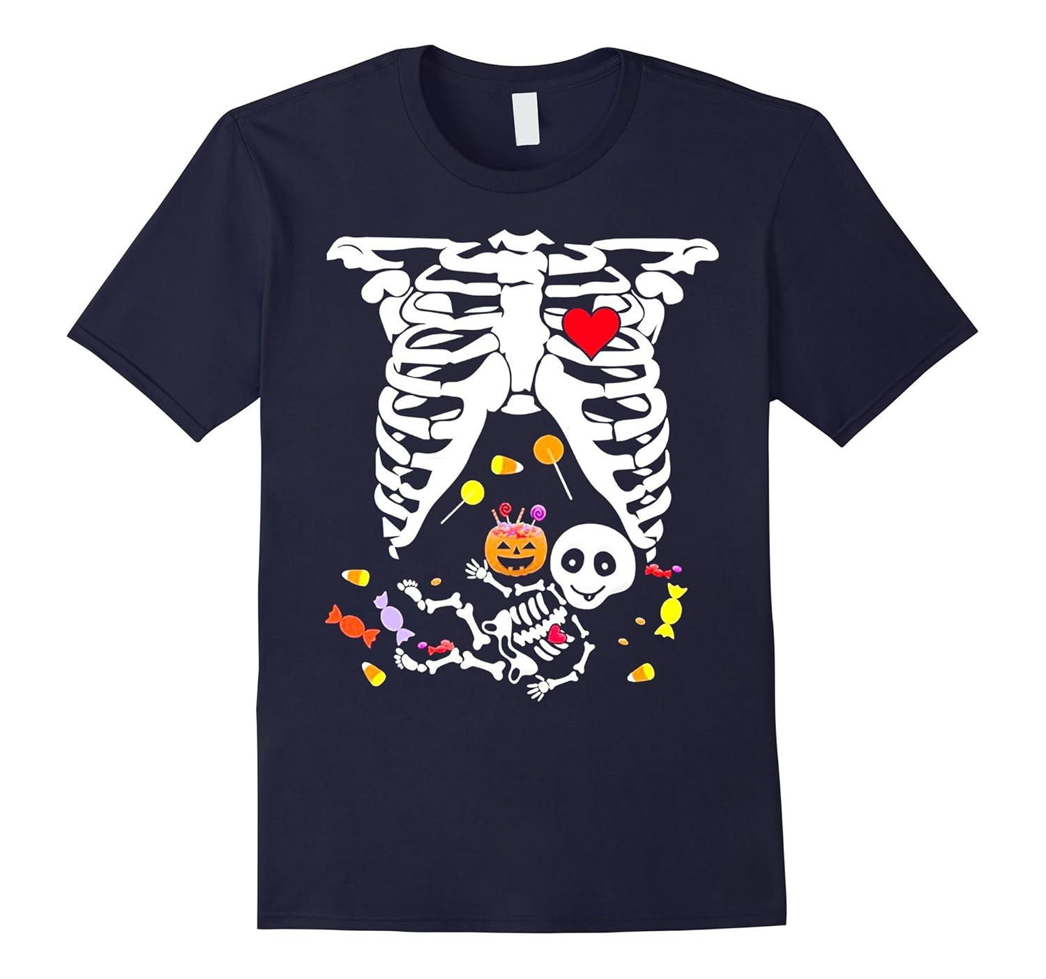 Maternity Baby Skeleton with Candy Halloween Shirt-ANZ