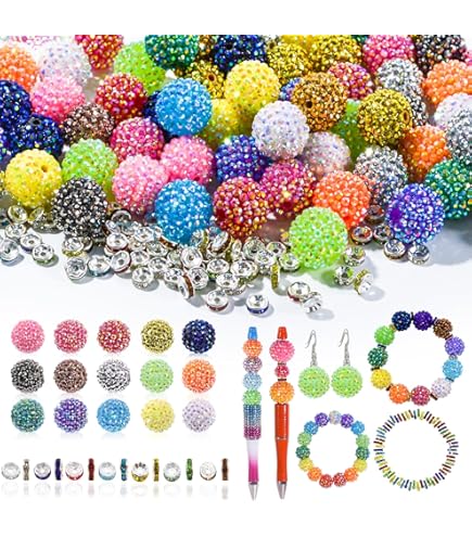 Cheriswelry 100pcs Polymer Clay Pave Rhinestone Beads 10mm Crystal Disco Ball Loose Beads Spacer Charms for Jewellery Bracelet Making,SandyBrown