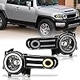 AJP Distributors LED DRL Halo Projector Headlights Headlamps Assembly Driver + Passenger Pair Set Compatible/Replacement For FJ Cruiser 2007 2008 2009 2010 2011 2012 2013 2014 07 08 09 10 11 12 13 14