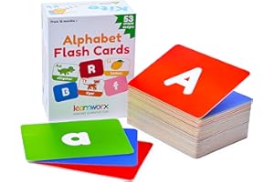LEARNWORX Alphabet ABC Flash Cards for Toddlers 2-4 Years - 52 Flashcards – ABC Cards - Uppercase and Lowercase Large Letters A-Z - Learn ABC for Toddlers – ABC Animal Flash Cards- for Ages 2, 3, 4 and 5