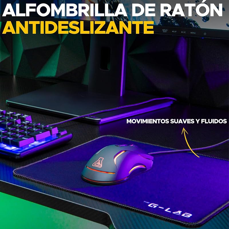 - Sulfur Combo - 4 em 1 pack - Teclado QWERTY para jogos com Ñ, rato gamer de 3600 dpi, auscultadores para jogos, tapete antiderrapante – PC, PS4, PS5, Xbox - Layout em inglês