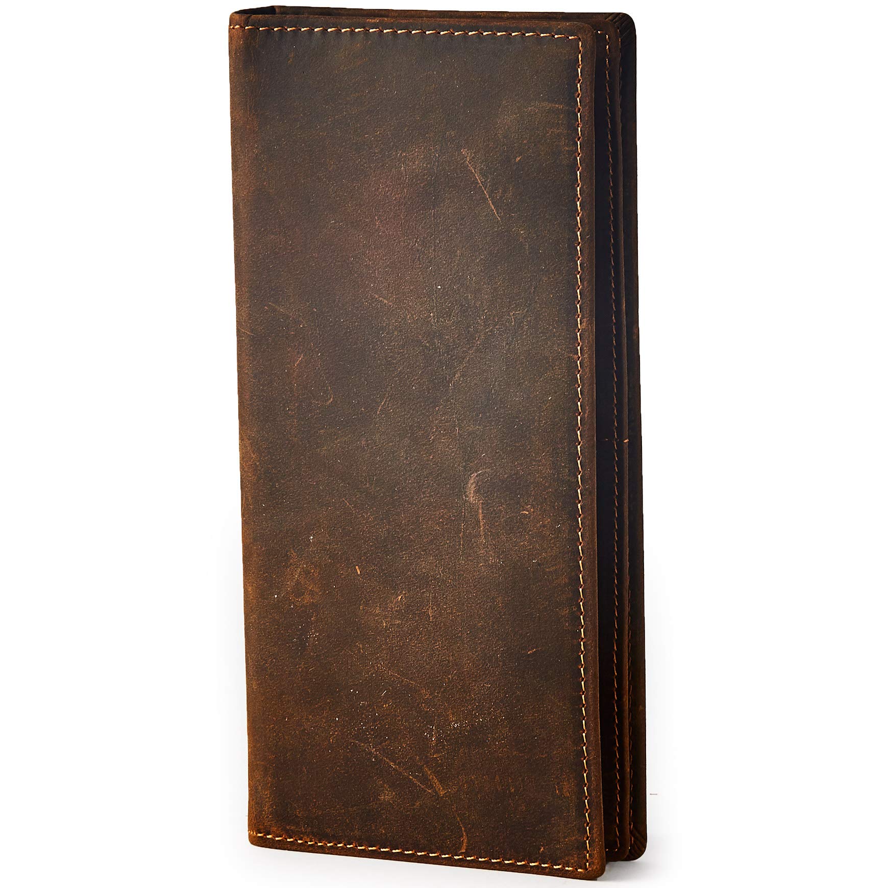 BRASS TACKS Leathercraft Top Grain Leather Long Wallet for Men Vintage Handmade Card Holder Bifold Slim Wallet Gift Box